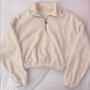 White Cropped Long Sleeve Sherpa